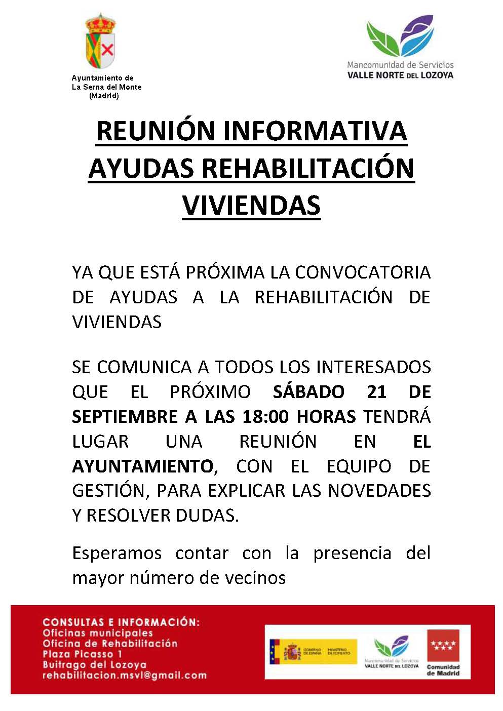 REUNIÓN INFORMATIVA AYUDAS REHABILITACIÓN VIVIENDAS LA SERNA