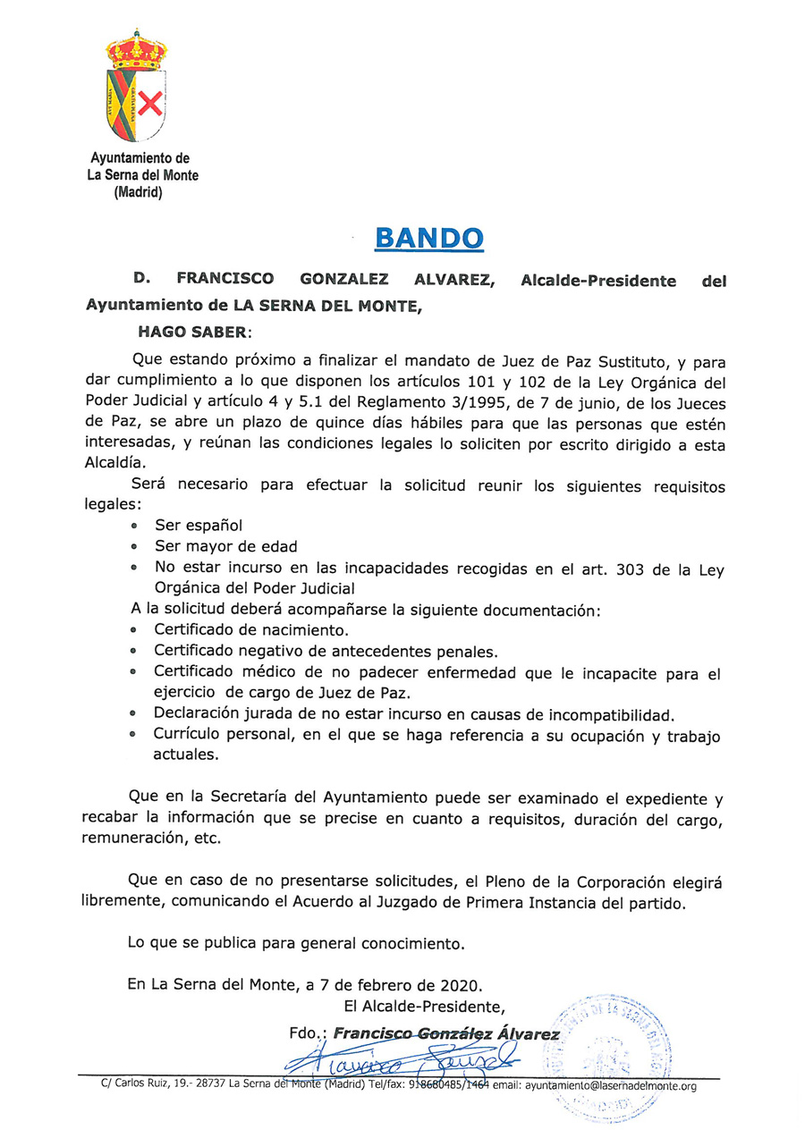 vacantes juez de paz 2020